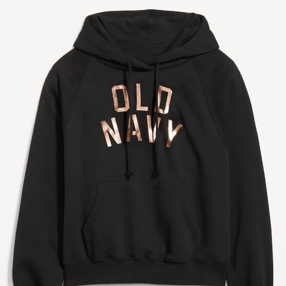 NWT OLD NAVY Oversized Fleece Logo Graphic Hoodie Color: Light Black Heather - Picture 1 of 5